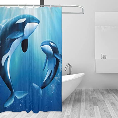 Detail Killer Whale Shower Curtain Nomer 6