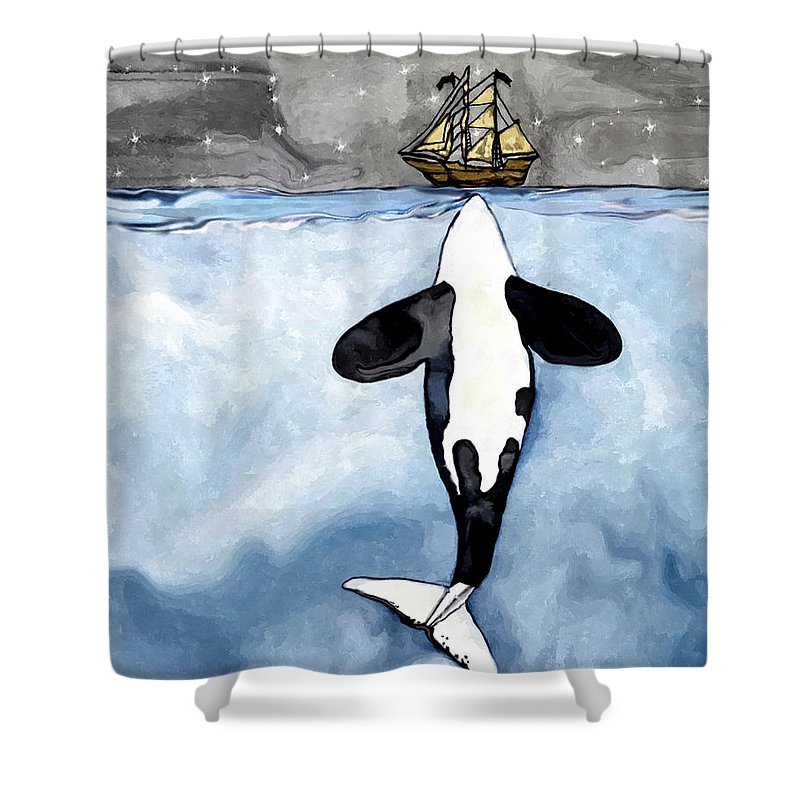 Detail Killer Whale Shower Curtain Nomer 55