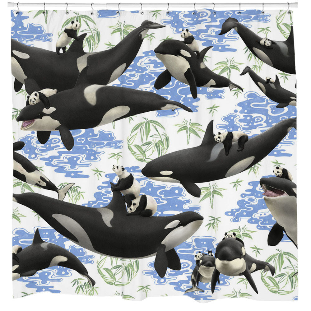 Detail Killer Whale Shower Curtain Nomer 56