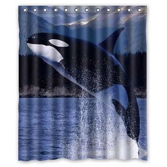 Detail Killer Whale Shower Curtain Nomer 58