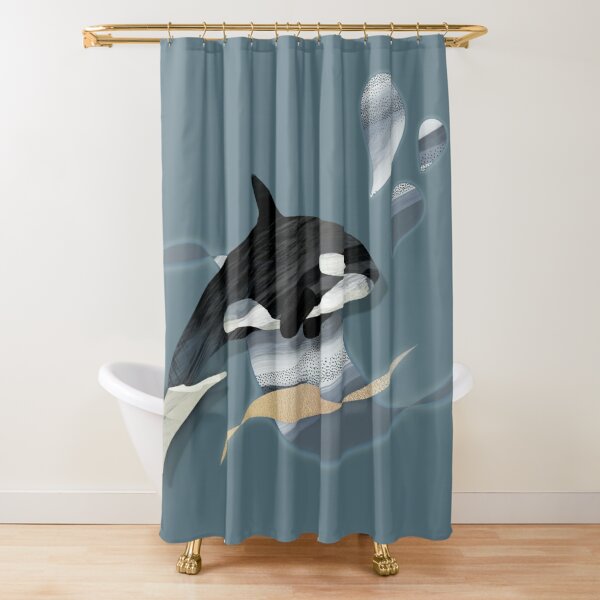 Detail Killer Whale Shower Curtain Nomer 60