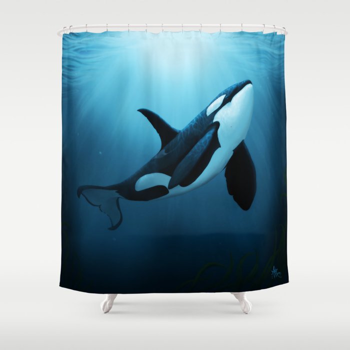 Detail Killer Whale Shower Curtain Nomer 7