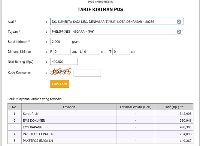 Detail Kirim Surat Via Pos Nomer 39