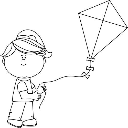 Detail Kite Black And White Clipart Nomer 34