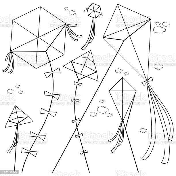 Detail Kite Black And White Clipart Nomer 44