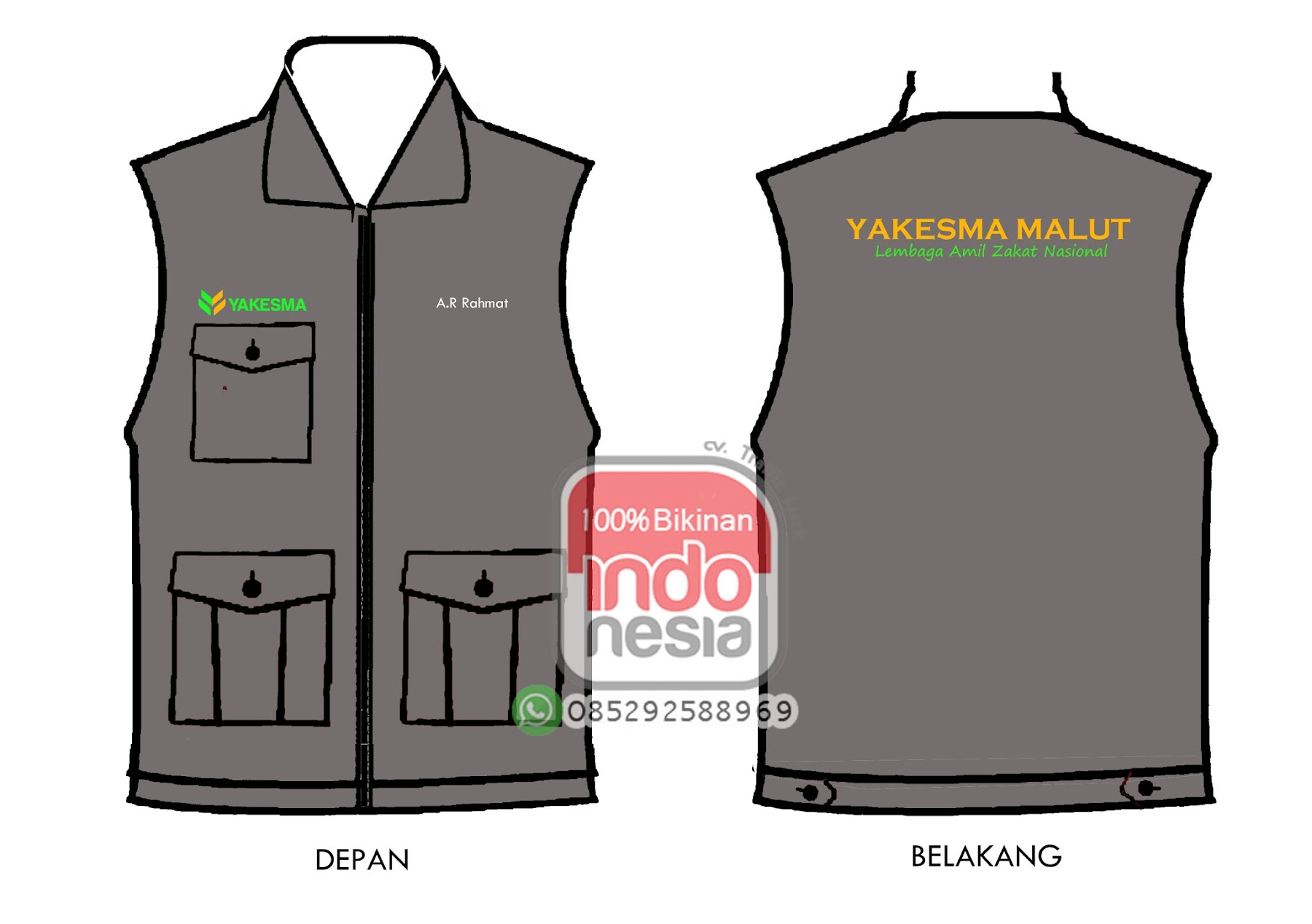 Detail Desain Rompi Depan Belakang Nomer 10