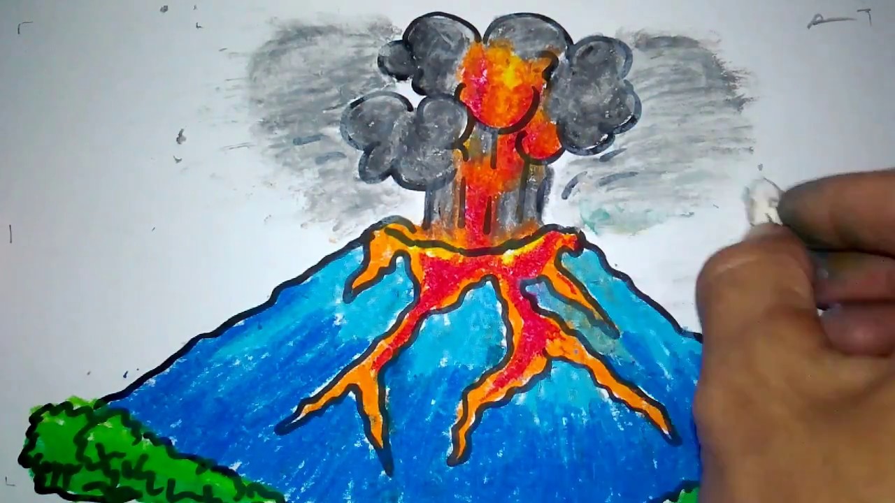 Detail Menggambar Gunung Meletus Nomer 5