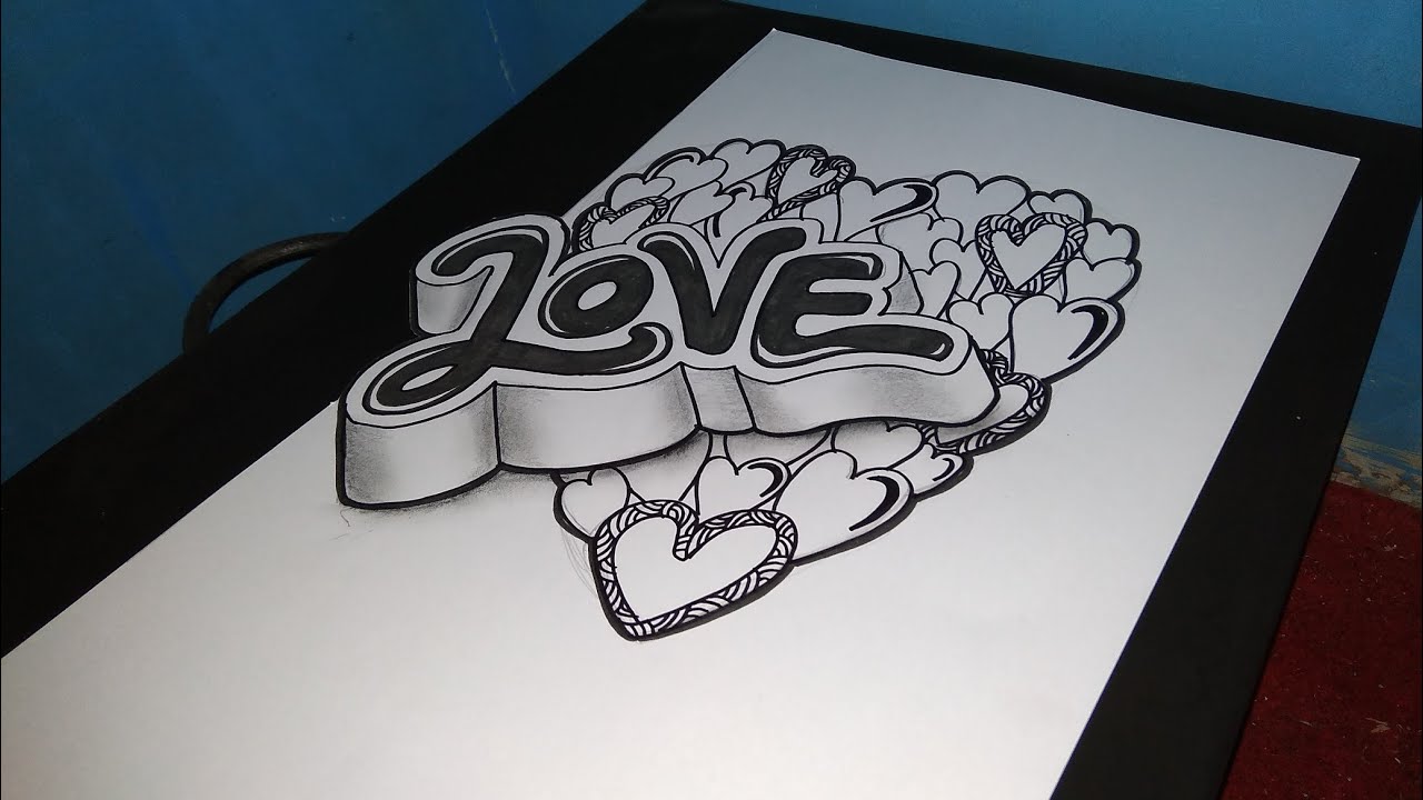 Detail Menggambar Love 3d Nomer 9