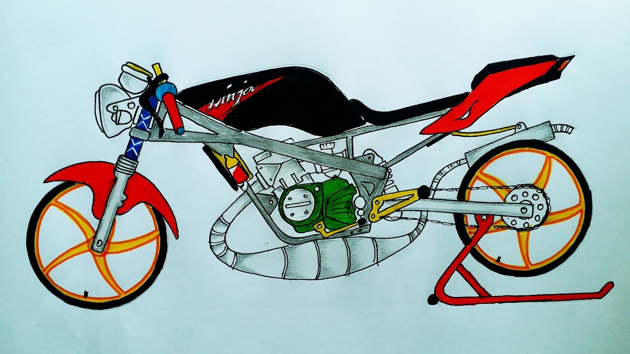 Detail Menggambar Motor Ninja Rr Nomer 2