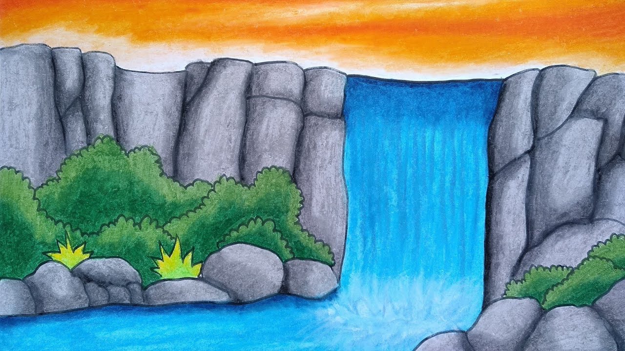 Menggambar Pemandangan Air Terjun - KibrisPDR