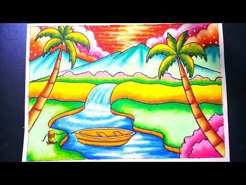 Detail Menggambar Pemandangan Air Terjun Nomer 12
