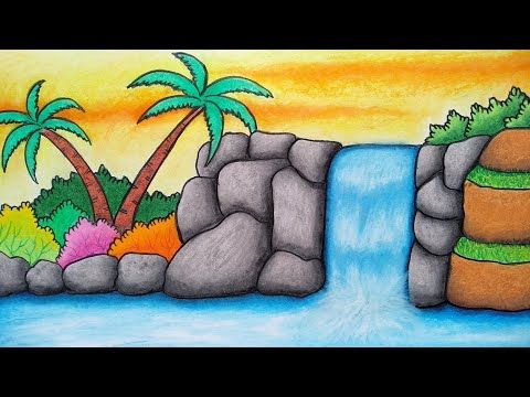 Detail Menggambar Pemandangan Air Terjun Nomer 16