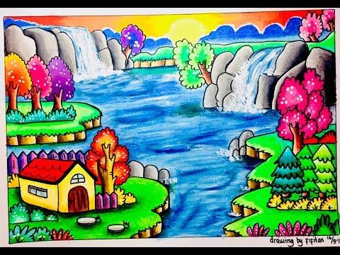 Detail Menggambar Pemandangan Air Terjun Nomer 20