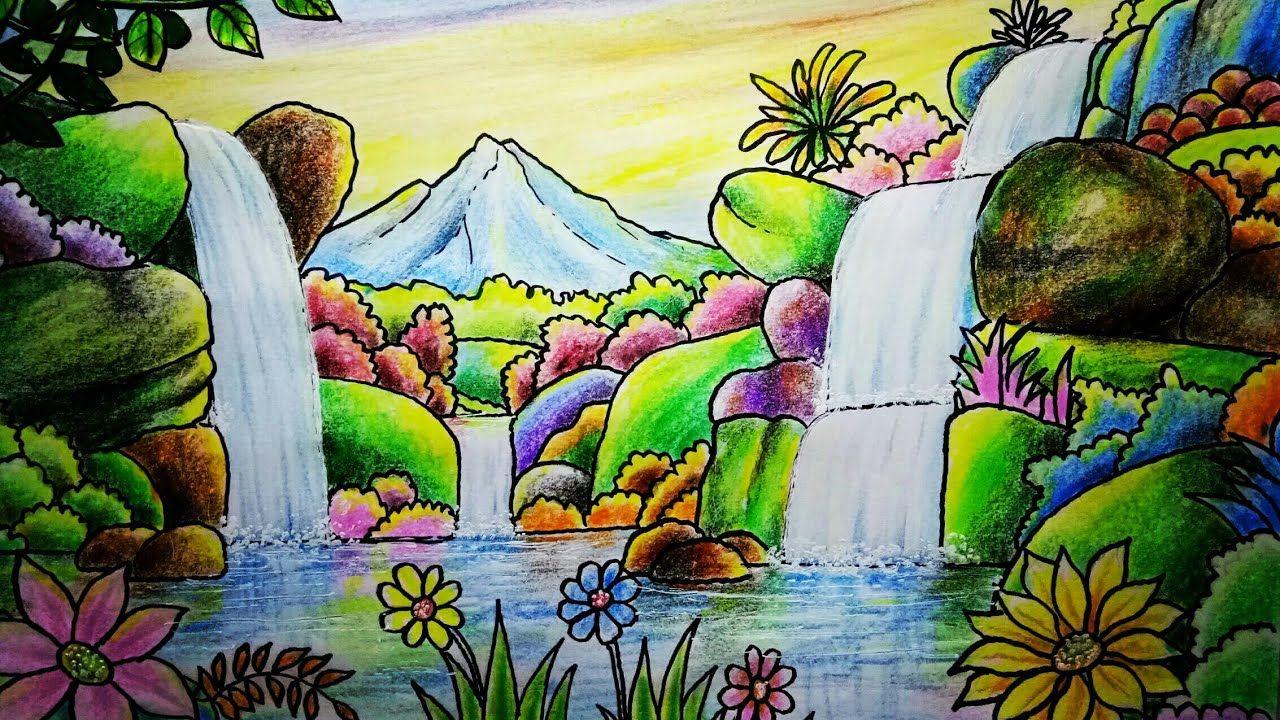 Detail Menggambar Pemandangan Air Terjun Nomer 56