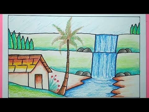 Detail Menggambar Pemandangan Air Terjun Nomer 10