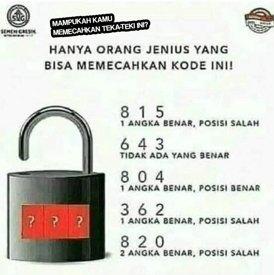 Detail Kode Kunci Gembok Teka Teki Nomer 7