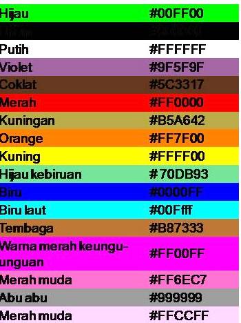 Detail Kode Warna Web Nomer 16