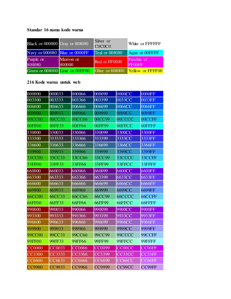 Detail Kode Warna Web Nomer 20