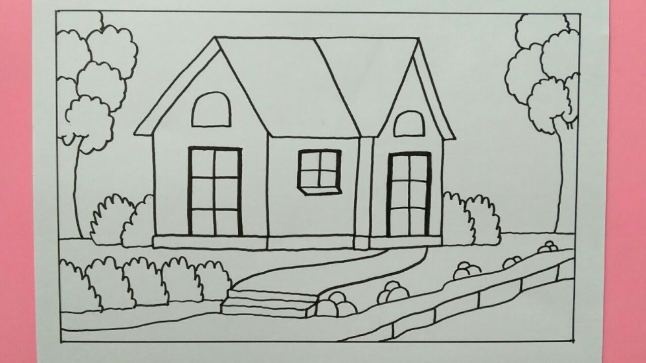 Detail Menggambar Rumah Dan Pemandangan Nomer 3