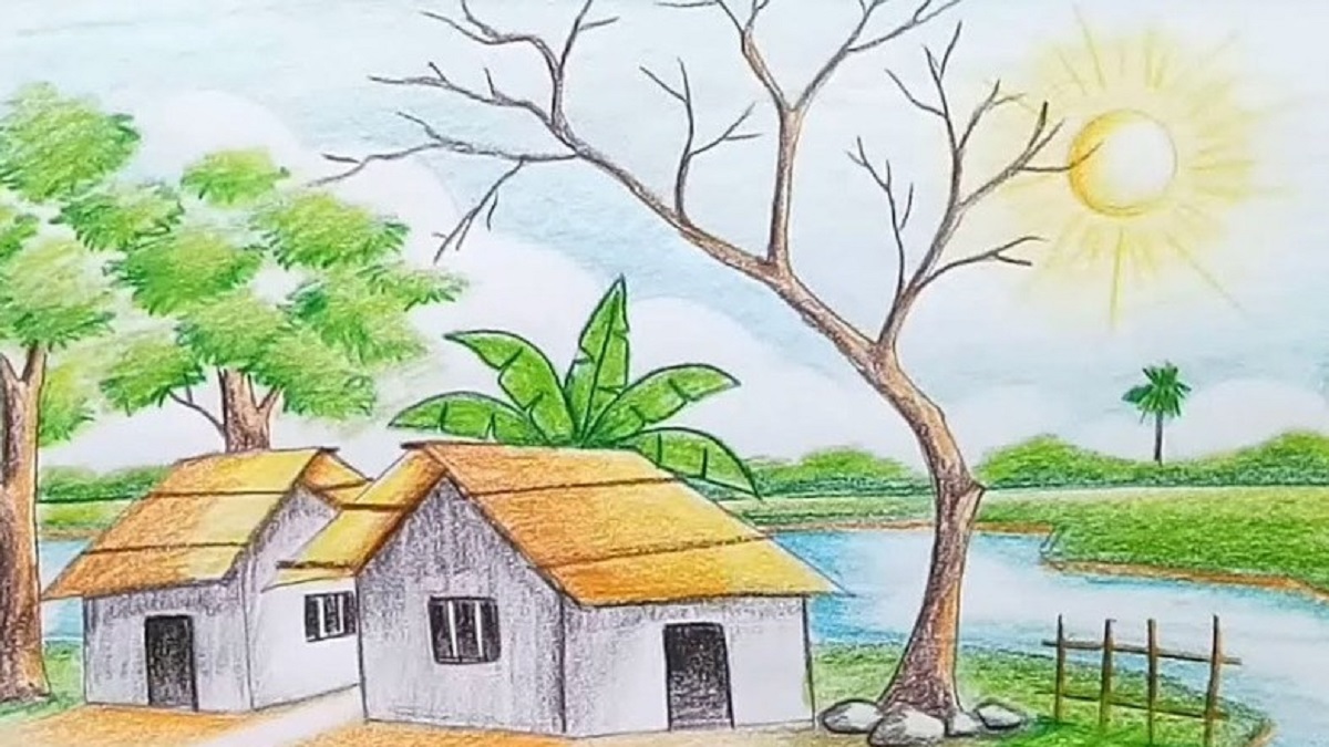 Detail Menggambar Rumah Dan Pemandangan Nomer 41