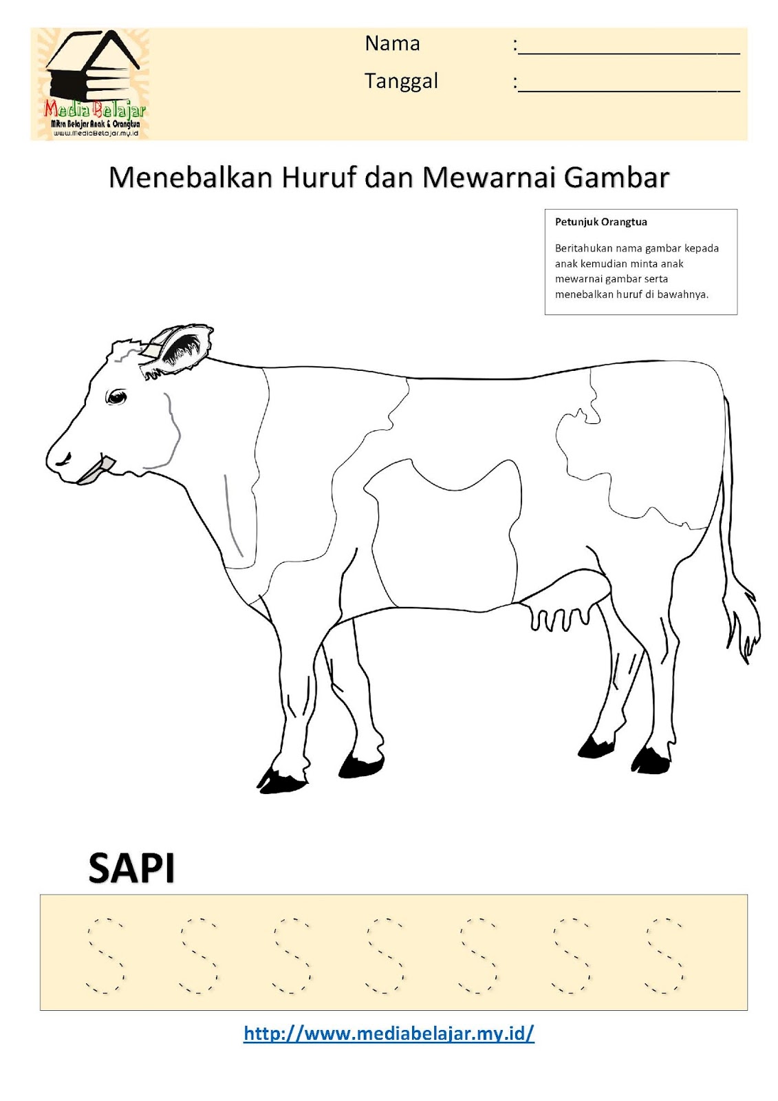 Detail Menggambar Sapi Untuk Anak Tk Nomer 38