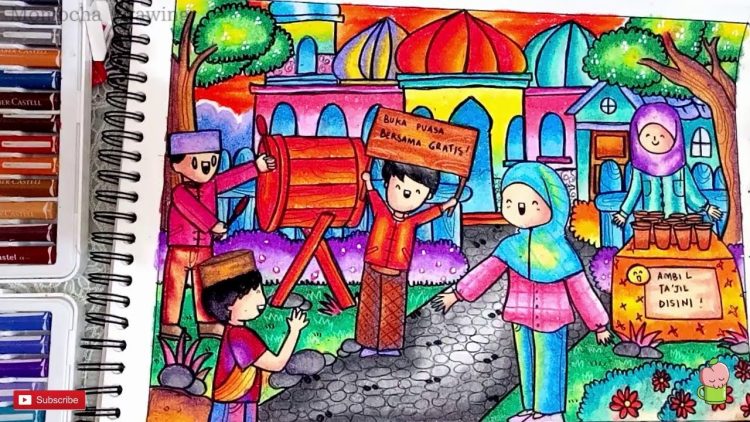 Detail Menggambar Tema Bulan Ramadhan Nomer 17