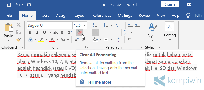 Detail Menghilangkan Background Tulisan Di Word Nomer 2