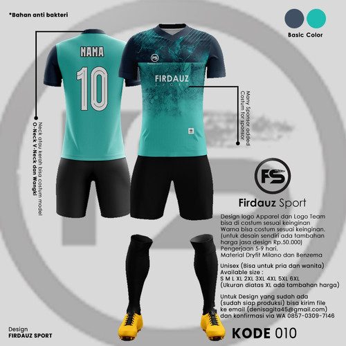 Detail Mentahan Baju Futsal Nomer 17