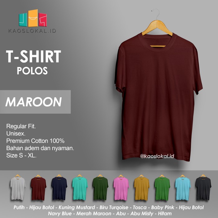 Detail Mentahan Baju Polos Merah Maroon Nomer 41