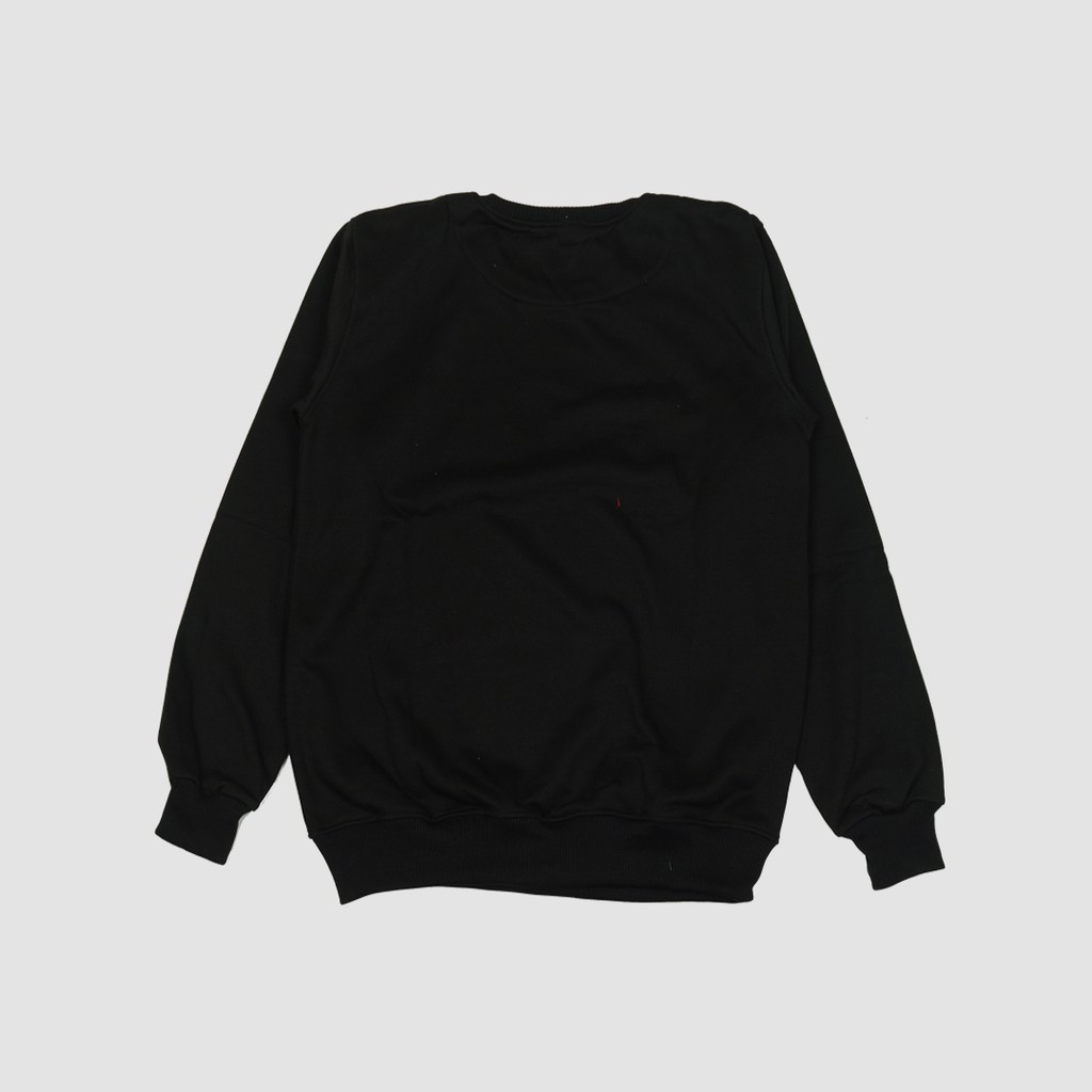 Detail Mentahan Crewneck Polos Hitam Depan Belakang Nomer 12