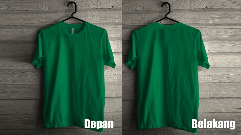 Detail Mentahan Kaos Polos Hijau Depan Belakang Nomer 45