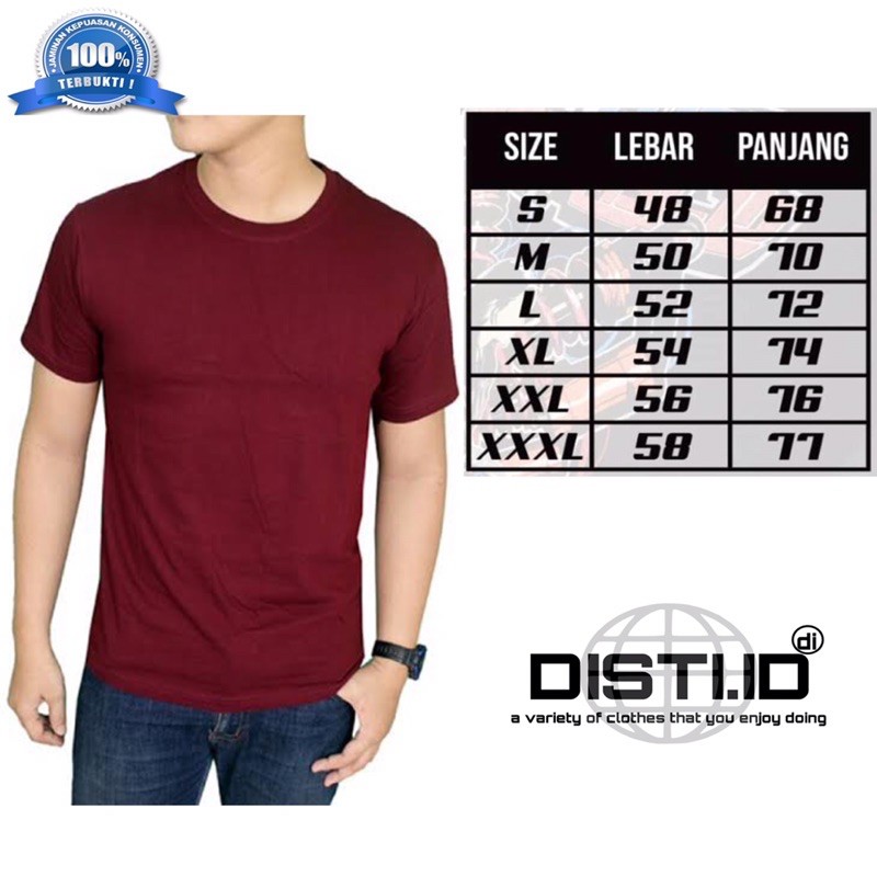 Detail Mentahan Kaos Polos Merah Maroon Nomer 53