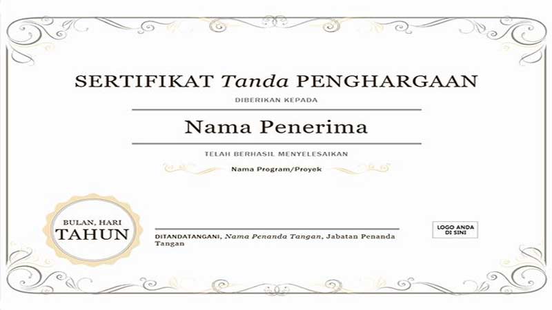 Detail Mentahan Piagam Penghargaan Nomer 15