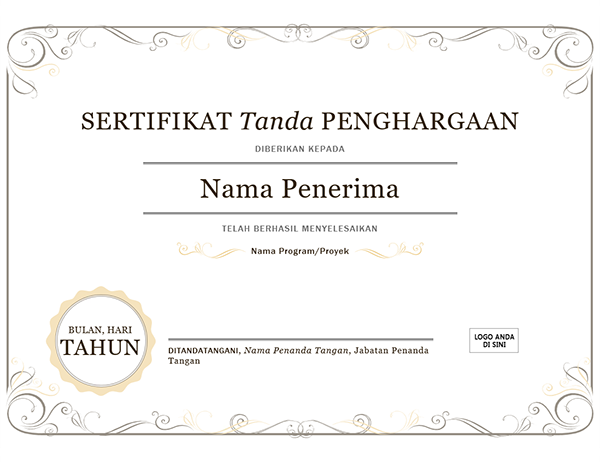 Detail Mentahan Piagam Penghargaan Nomer 50