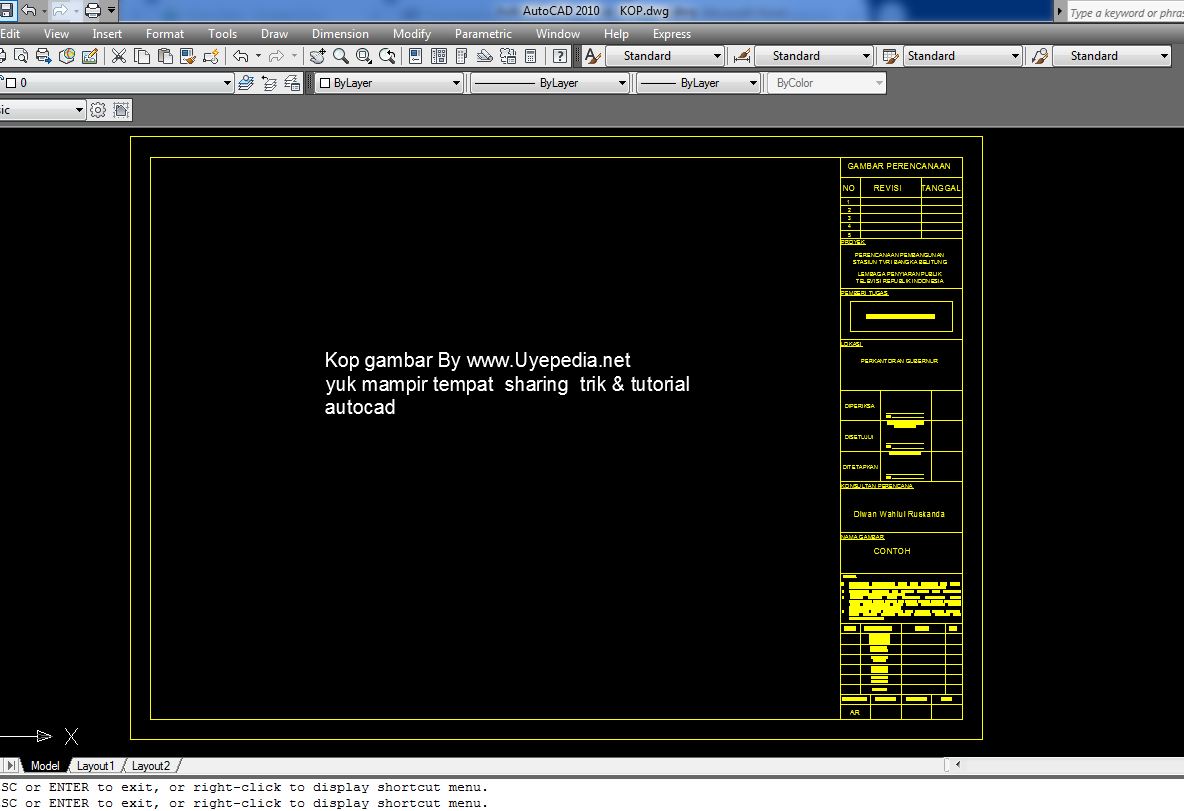 Detail Kop Kertas Kerja Gambar Kerja Autocad Nomer 26