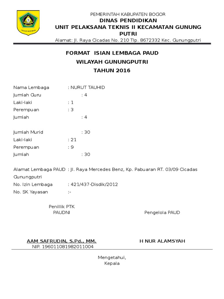 Detail Kop Paud Nomer 45