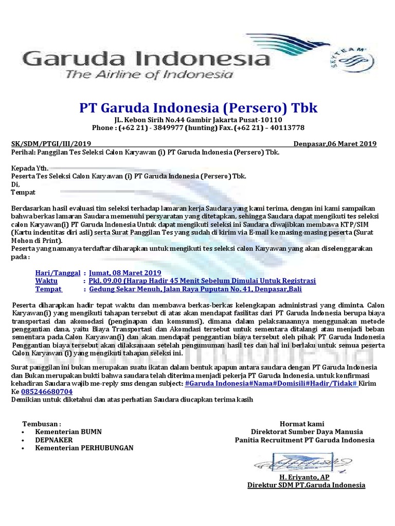 Detail Kop Surat Garuda Indonesia Nomer 7