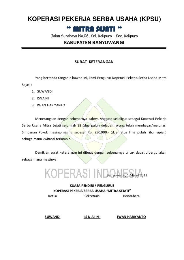 Detail Kop Surat Koperasi Indonesia Nomer 26