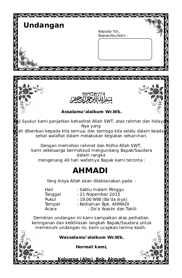 Detail Mentahan Undangan Tahlil Nomer 4