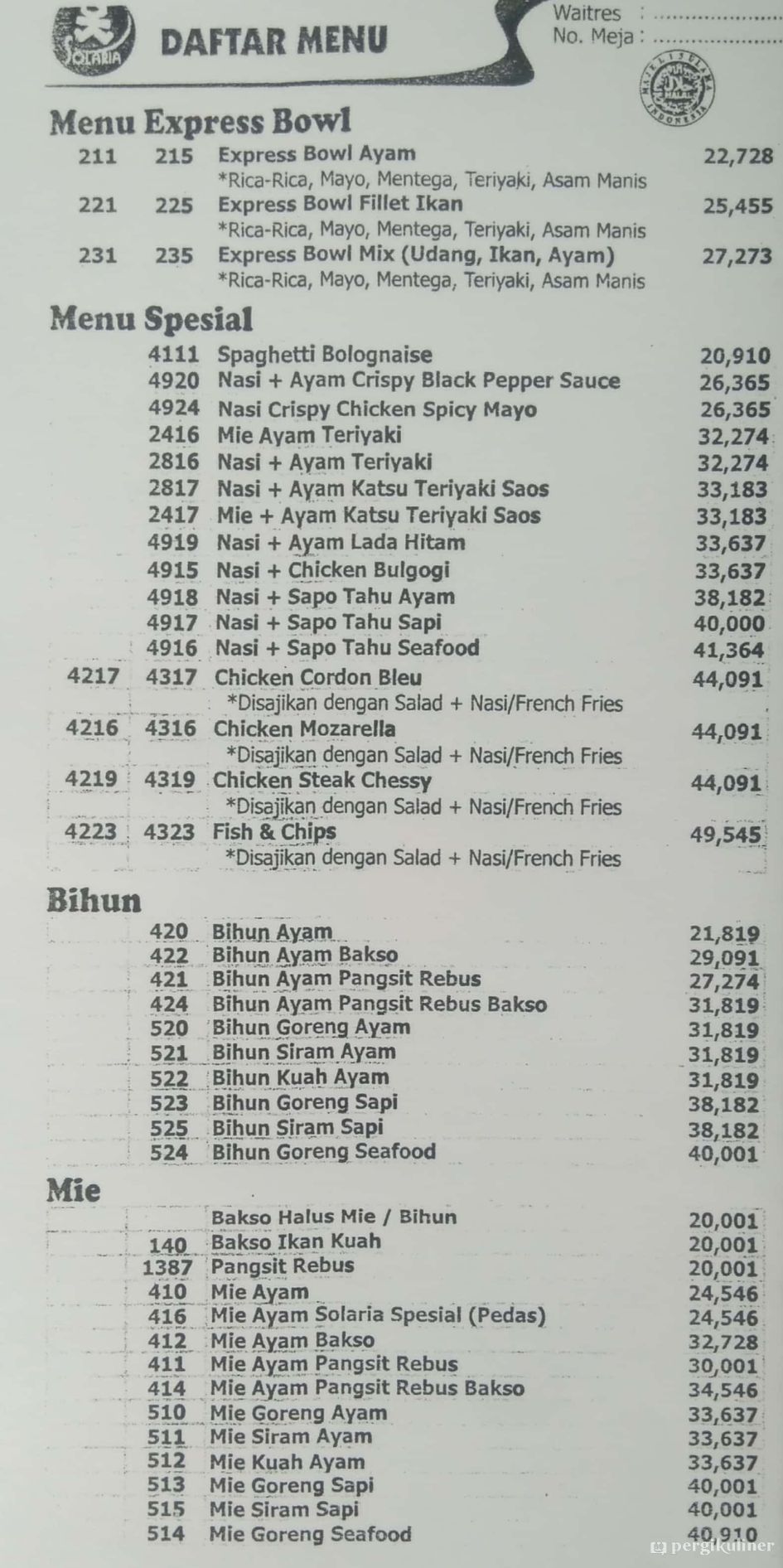 Detail Menu Solaria Dan Gambarnya Nomer 6