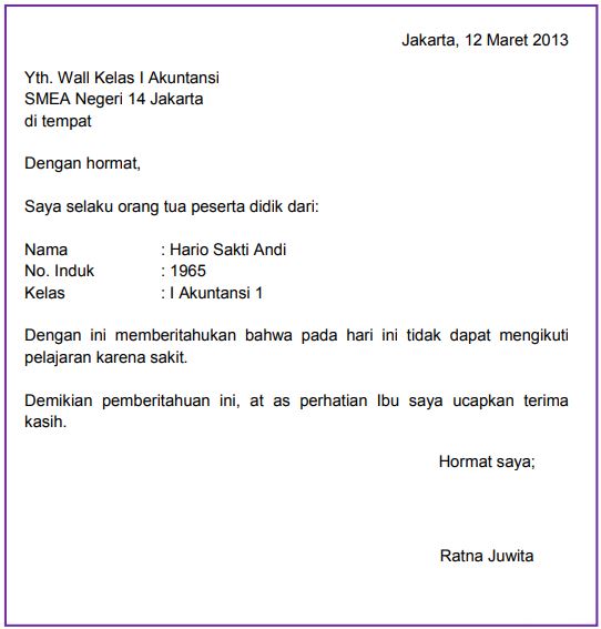 Detail Menulis Surat Izin Nomer 32