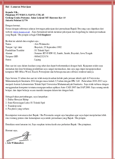 Detail Menulis Surat Lamaran Nomer 53