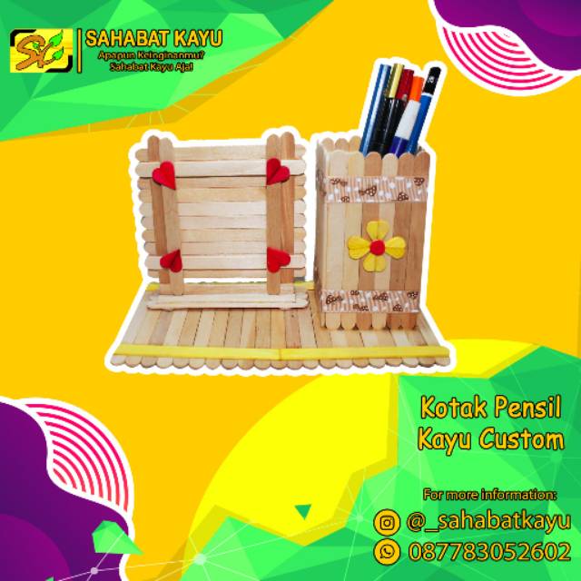 Detail Kotak Pensil Kayu Nomer 54