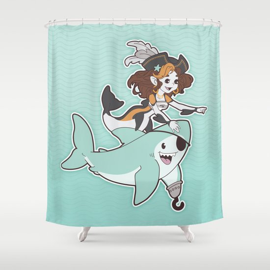 Detail Mermaid And Shark Shower Curtain Nomer 2