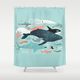 Detail Mermaid And Shark Shower Curtain Nomer 16