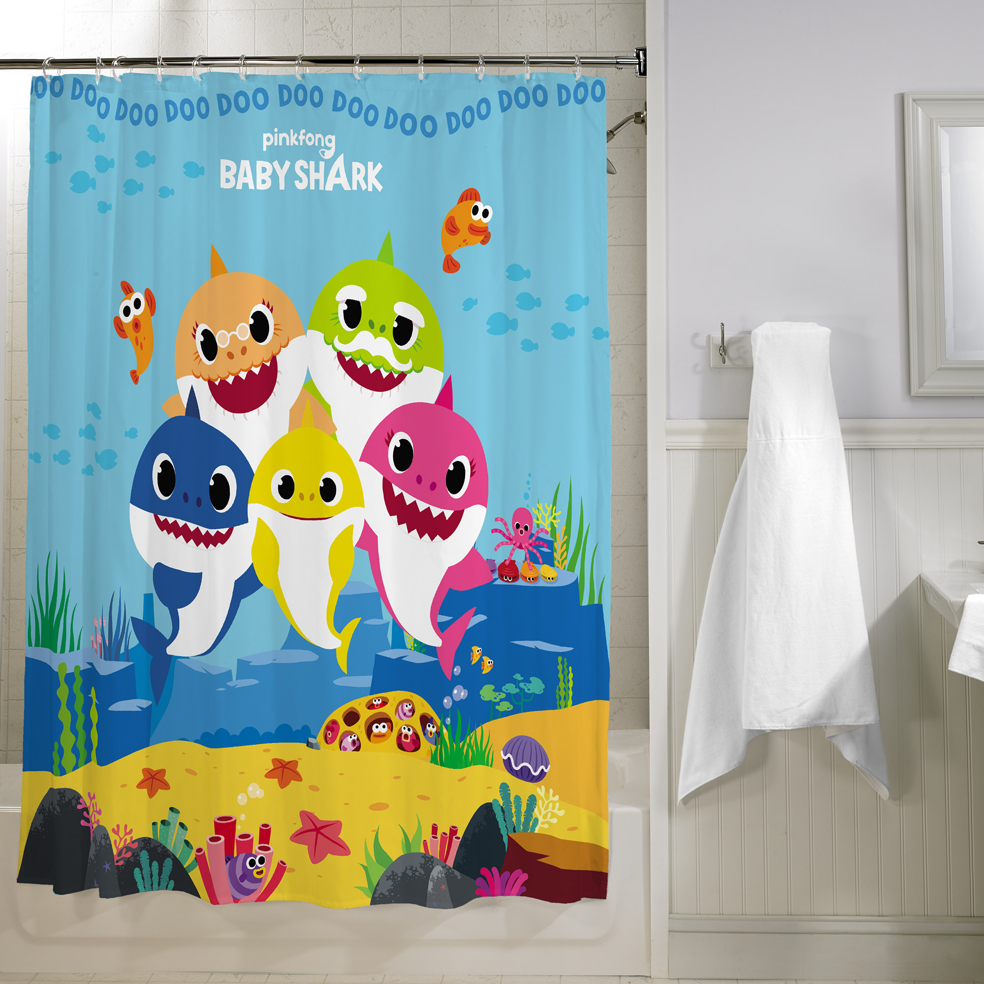 Detail Mermaid And Shark Shower Curtain Nomer 31