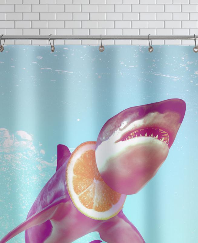 Detail Mermaid And Shark Shower Curtain Nomer 36