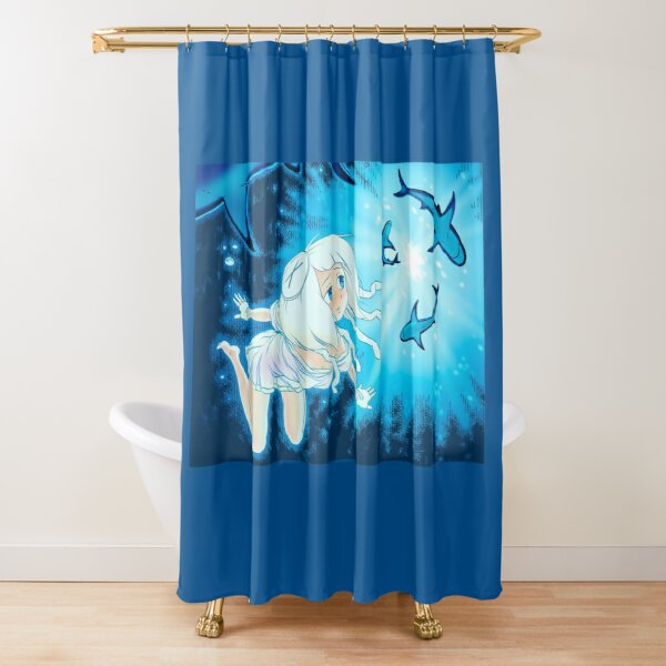 Detail Mermaid And Shark Shower Curtain Nomer 47