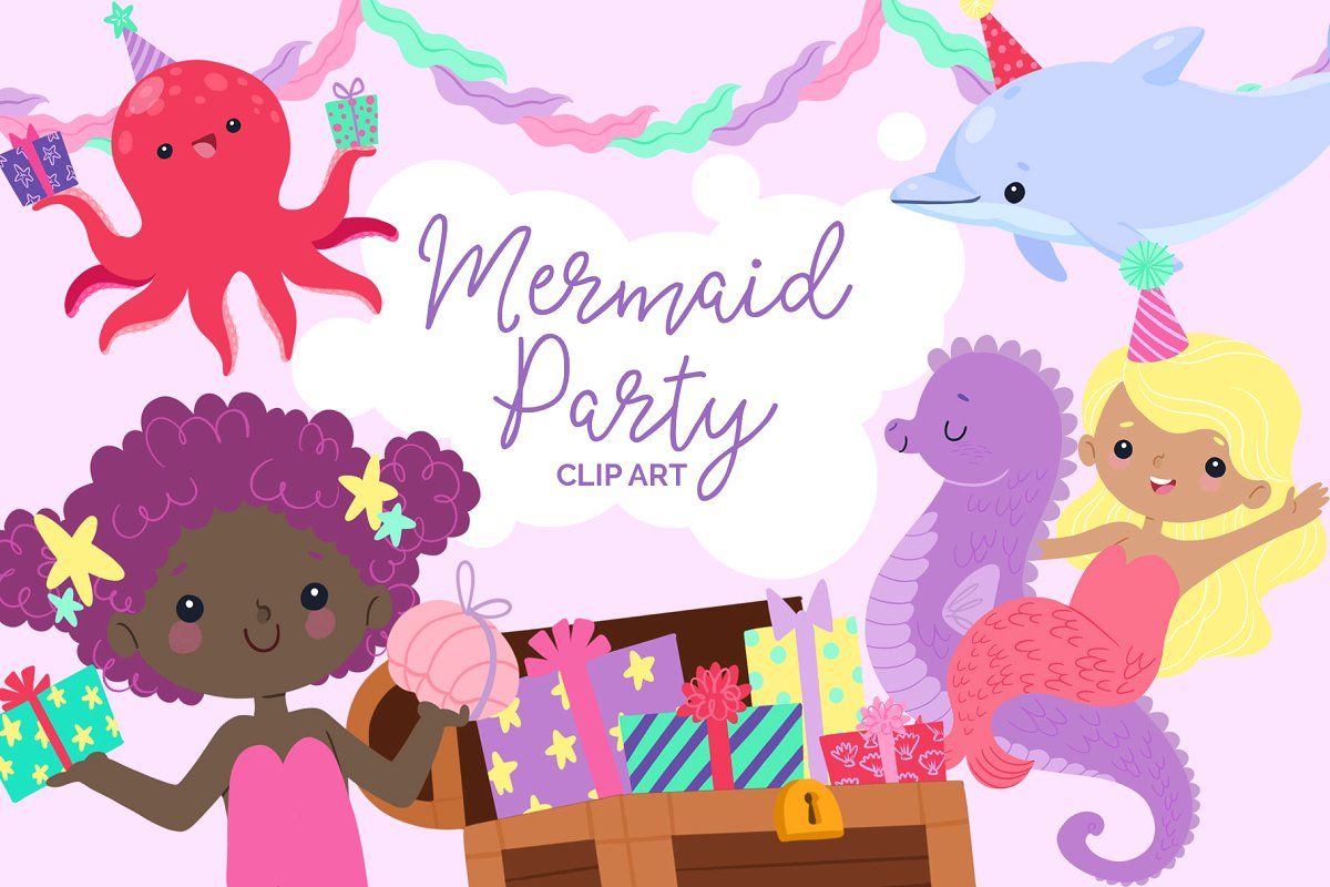 Detail Mermaid Birthday Clipart Nomer 27