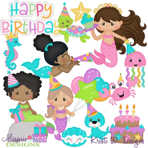 Detail Mermaid Birthday Clipart Nomer 8